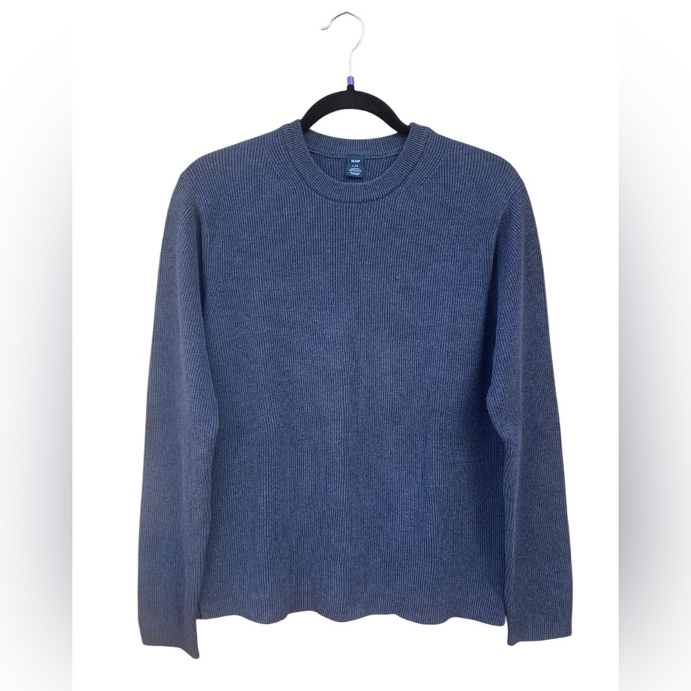 Vintage Women’s Gap 100% Cotton Blue Ribbed Pullover Crewneck Sweater Size Large